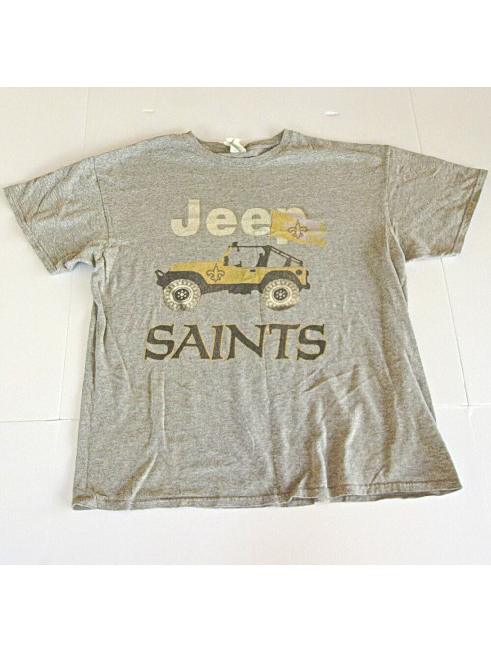 New Orleans Saints NFL Football Jeep Graphic T-Shirt, Gray L